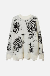 Pull en tricot à rayures déchirées vintage d'automne